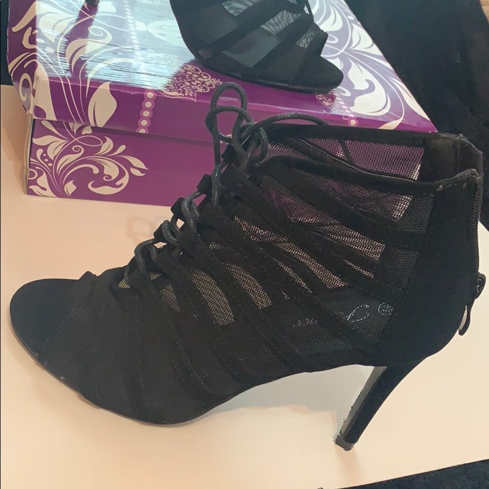 Black see through heels